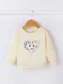 Baby Girl Heart & Cartoon Graphic Sweatshirt