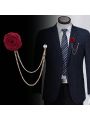 1pc Men's Palace Style Brooch For Suit, Tassel Chain Collar Pin