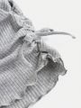SHEIN Teenage Girls' Knitted Ribbed Pleated Sleeveless Dress