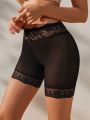 High-Waisted Elastic Mesh Lace Body Shaper Safety Shorts For Women