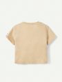 Cozy Cub Baby Boys' Woven Label Decor Round Neck Drop Shoulder Sweatshirt And Wide-Leg Shorts Set