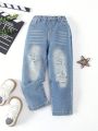 Young Boys' Casual Loose Fit Distressed Denim Pants