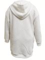 Plus Size Hooded Dress With Kangaroo Pocket And Button Placket
