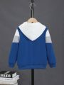 Boys' Contrast Color Drawstring Hooded Fleece Sweatshirt