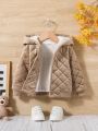 SHEIN Baby Boy 1pc Button Front Hooded Quilted Coat