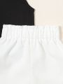 Toddler Girls Ruffle Sleeve Tee & Paperbag Waist Shorts Without Bag