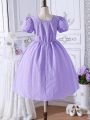 SHEIN Kids HYPEME Tween Girls' Lace Patchwork Princess Dress