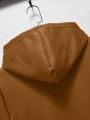 Men's Solid Color Hooded Long Sleeve Pullover Sweatshirt With Drawstring