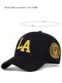 1pc Ladies' Adjustable Baseball Cap With Letter Side & Geometric Pattern Embroidery, Outdoor Sun Protection Hat For Spring & Autumn Travel, Beach Vacations