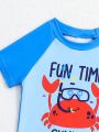 Baby Boys' Color Block Crab & Letter Print Separated Swimwear Set