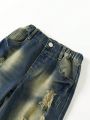 Little Boys' Vintage Personalized Distressed Denim Shorts