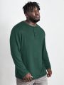 Manfinity Men's Plus Size Knotted Half-Button Knit Long Sleeve T-Shirt