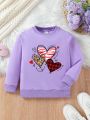 Little Girls' Long Sleeve Heart & Leopard Print Sweatshirt