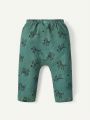 Cozy Cub 3pcs/Set Baby Boys' Cartoon Animal Pattern Casual Pants With Elastic Waist And Cuffs