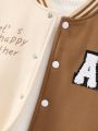 Older Girls' Casual Stitched Bear Letter Patch Jacket Autumn And Winter