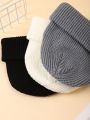 3pcs Solid Color Basic Men's Knit Hat