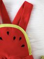Baby Boy's Fashionable Casual Knitted Bodysuit With Watermelon Element And Embroidery Detail, Cute And Fun For Spring And Summer
