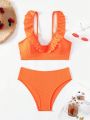 SHEIN Swim Vcay Ladies' Ruffled Swimsuit Set