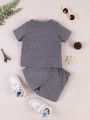 Baby Boys' Letter Printed Short Sleeve T-Shirt And Shorts Set