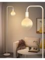 ONEWISH Modern Floor Lamp for Bedroom, Industrial Metal Standing Lamp with LED Bulb, Translucent White Globe Glass 1800k Warm Lighting. Minimalist Tall Floor lamp for livingroom, Office, Home décor