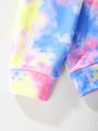 Girls' Colorful Digital Printed Hoodie And Casual Pants Set
