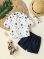 Baby Boy's Seaside Sailboat Printed Casual Vacation Style Outfit