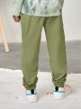 SHEIN Kids Cooltwn Tween Boy Casual & Comfortable Solid Color Pants