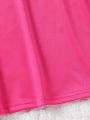 SHEIN Kids Nujoom Tween Girls' Elegant & Casual College Style Faux Pearl Decorated Spliced Color Block 2 In 1 Dress