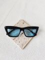 1pc Unisex Stylish Cat Eye Sunglasses With Blue Resin Decoration