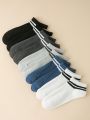 10pairs Men Striped Pattern Casual Ankle Socks