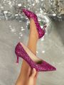 Styleloop Women's Chic Glitter Pointed Toe High Heel Dress Shoe For Party