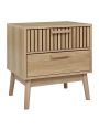 Particle Board 2-Drawer Nightstand with Rubber Wood Legs for Bedroom, Mid Century Modern Nightstand with Classic Desi