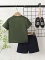 Baby Boy Summer Short Sleeve T-Shirt And Shorts Set, Handsome Style
