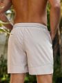 Manfinity Swimmode Men'S Solid Color Drawstring Waist Beach Shorts