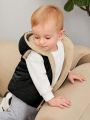 SHEIN Baby Boy 1pc Bear Embroidery 3D Ear Design Hooded Fleece Vest Jacket