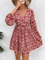 SHEIN Frenchy Women'S Floral Print Lantern Sleeve Dress
