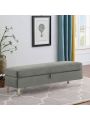 WellMall Velvet Storage Bench Long End of Bed Ottoman Benches for Bedroom Upholstered Fabric Rectangle Entryway Window Bench Accent Storage Bench Footstool Simplistic with Silver Metal Legs