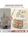 Makeup Organizer for Vanity, Large Capacity Desk Organizer with Drawers for Cosmetics Lipsticks Jewelry Nail Care Skincare,Ideal for Bedroom and Bathroom Countertops
