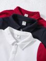 SHEIN Kids EVRYDAY Young Boy's Casual Collared Short Sleeve Polo Shirt Set Of 3