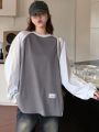 DAZY Ladies' Oversized Letter Print Drop Shoulder Sleeve T-shirt