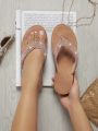 Women'S Wedge Heel Rhinestone Inlaid Platform Sandals