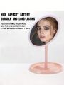 1pc 3-lighting Mode Pink Makeup Mirror With Smart Touch Switch Portable Led Light For Bedroom, Dormitory