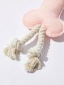 PETSIN Pink Felt Bone-shaped Toy With Rope And Sound Effect, 1pc
