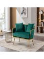 Velvet Accent Chair Modern Upholstered Armsofa Tufted Sofa with Metal Frame, Single Leisure Sofa for Living Room Bedroom Office Balcony