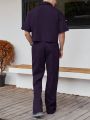 Manfinity Hypemode 2pcs/Set Men's Solid Color Loose Fit Drop Shoulder Shirt And Pants