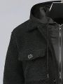 Manfinity Loose Fitting Men's Teddy Coat With Flap Pockets And Button Closure