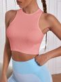 Seamless Solid Racer Back Crop Sports Tank Top