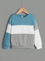 SHEIN Boys' Fashionable Casual Patchwork Sports Sweater