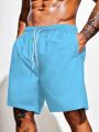 Men'S Plus Size Solid Color Drawstring Waist Beach Shorts