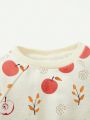 Cozy Cub Infant Girls' Fruit & Flower Pattern Round Neck Raglan Sleeve Pullover